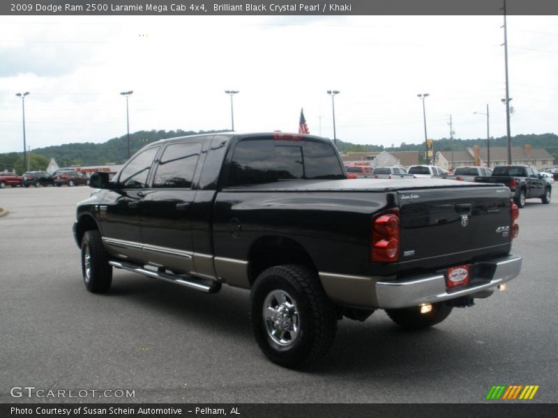 Brilliant Black Crystal Pearl / Khaki 2009 Dodge Ram 2500 Laramie Mega Cab 4x4