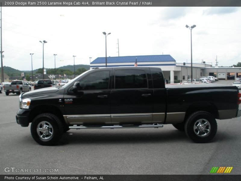Brilliant Black Crystal Pearl / Khaki 2009 Dodge Ram 2500 Laramie Mega Cab 4x4