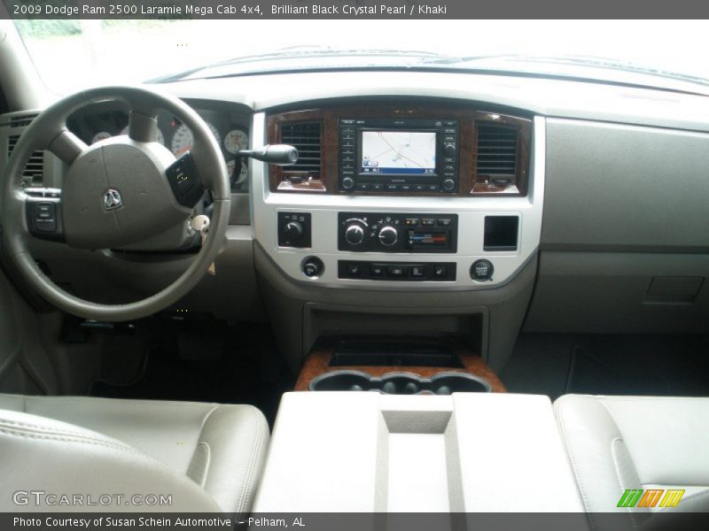 Brilliant Black Crystal Pearl / Khaki 2009 Dodge Ram 2500 Laramie Mega Cab 4x4