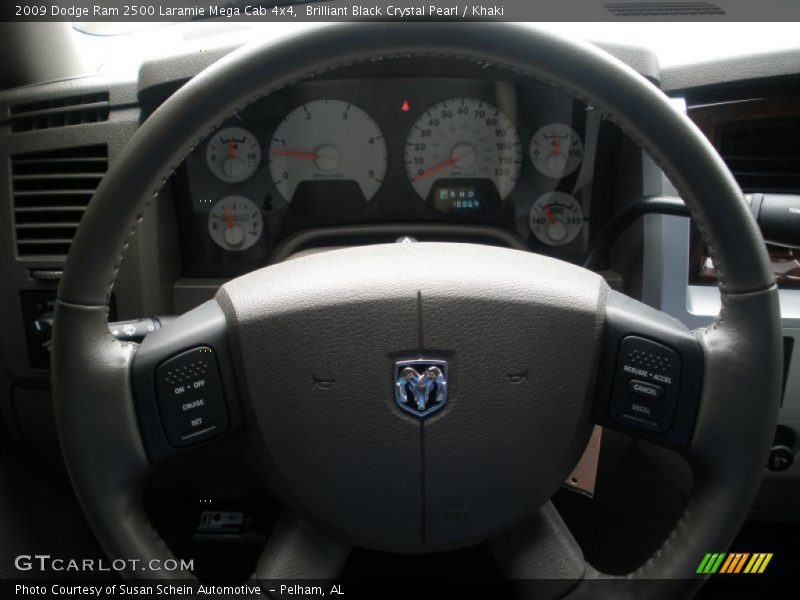Brilliant Black Crystal Pearl / Khaki 2009 Dodge Ram 2500 Laramie Mega Cab 4x4