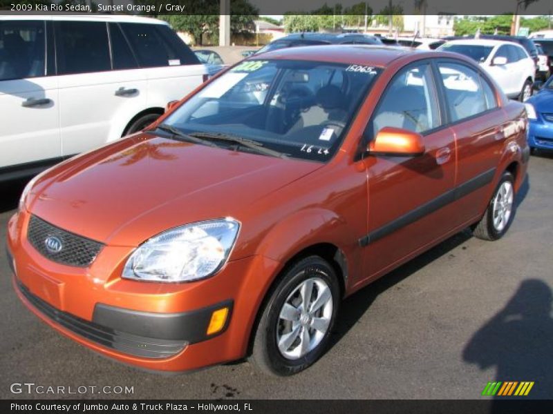 Sunset Orange / Gray 2009 Kia Rio Sedan