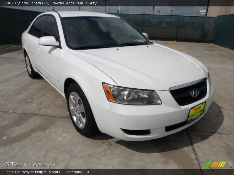 Powder White Pearl / Gray 2007 Hyundai Sonata GLS