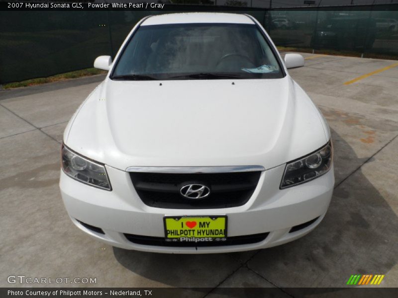 Powder White Pearl / Gray 2007 Hyundai Sonata GLS