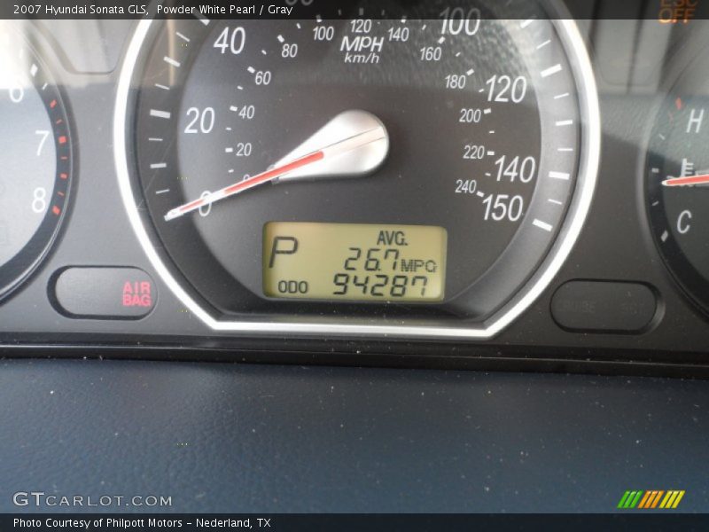 Powder White Pearl / Gray 2007 Hyundai Sonata GLS