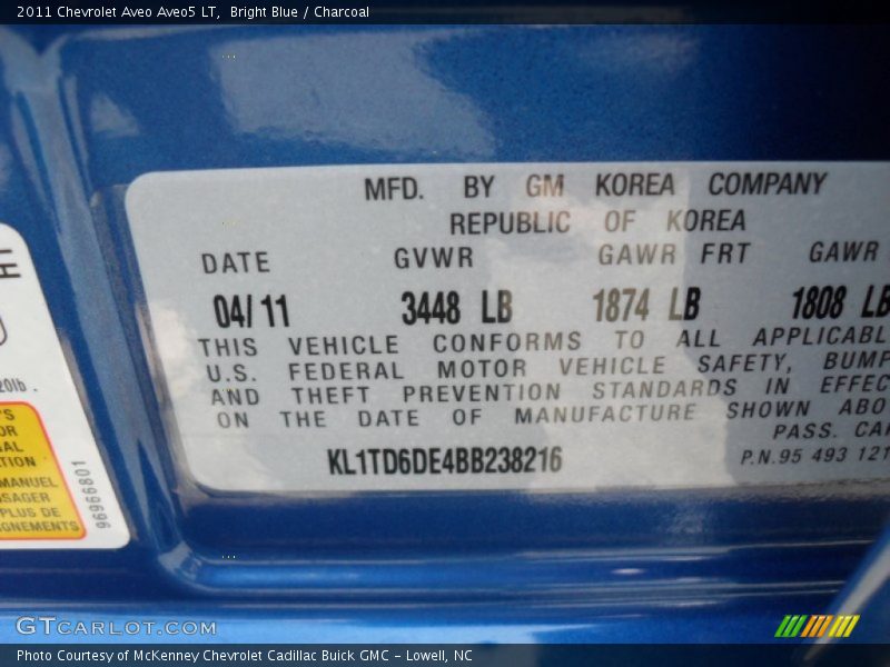 Bright Blue / Charcoal 2011 Chevrolet Aveo Aveo5 LT
