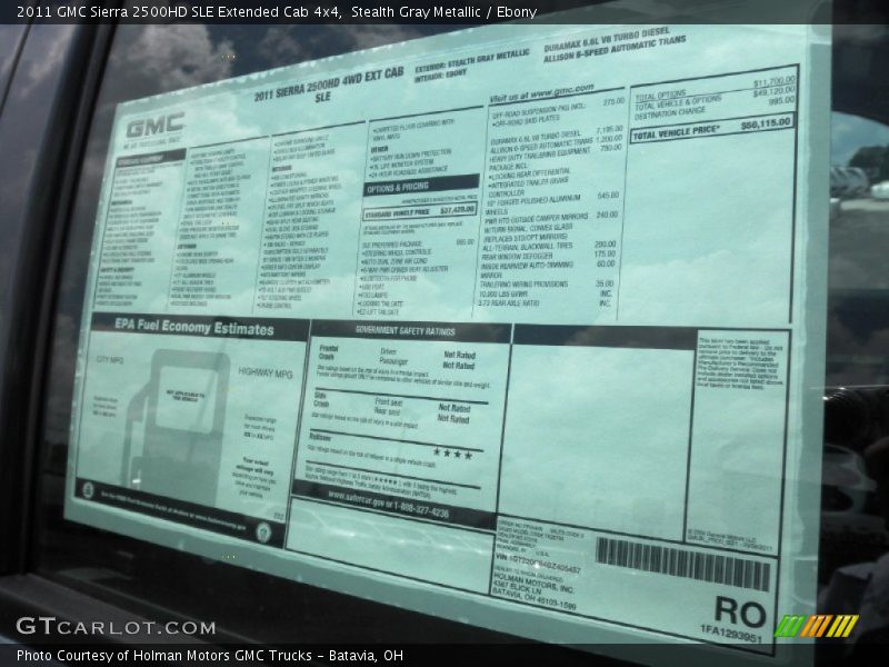  2011 Sierra 2500HD SLE Extended Cab 4x4 Window Sticker
