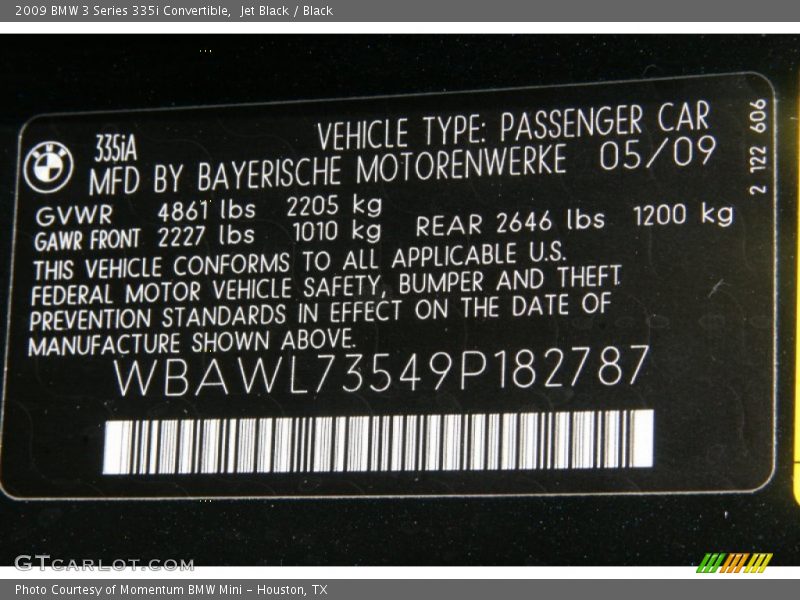 Jet Black / Black 2009 BMW 3 Series 335i Convertible