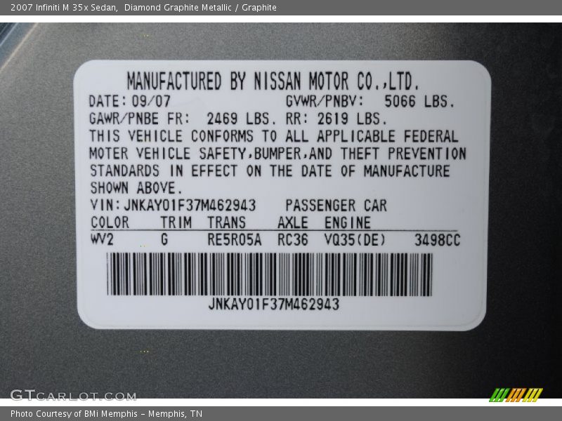 Diamond Graphite Metallic / Graphite 2007 Infiniti M 35x Sedan