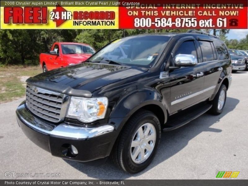 Brilliant Black Crystal Pearl / Light Graystone 2008 Chrysler Aspen Limited