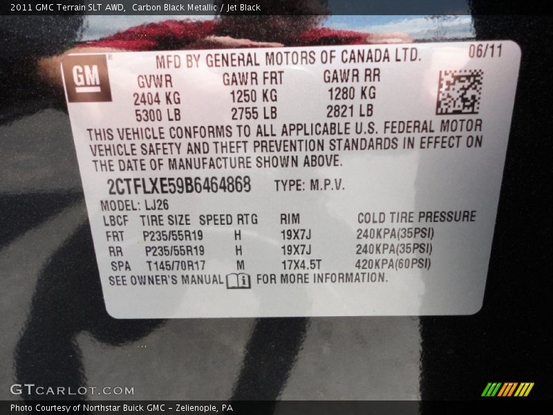 Carbon Black Metallic / Jet Black 2011 GMC Terrain SLT AWD