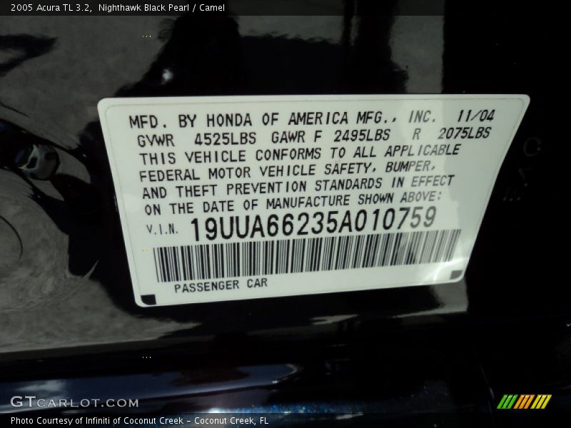 Nighthawk Black Pearl / Camel 2005 Acura TL 3.2