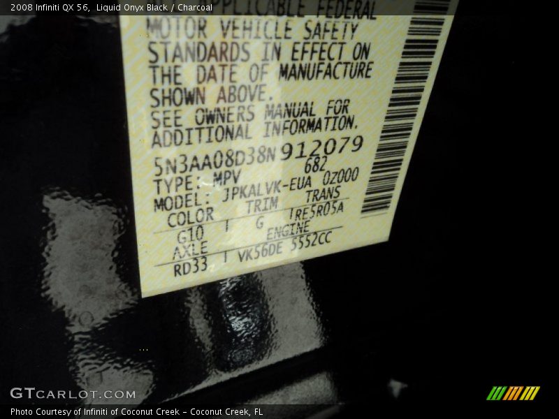 Liquid Onyx Black / Charcoal 2008 Infiniti QX 56