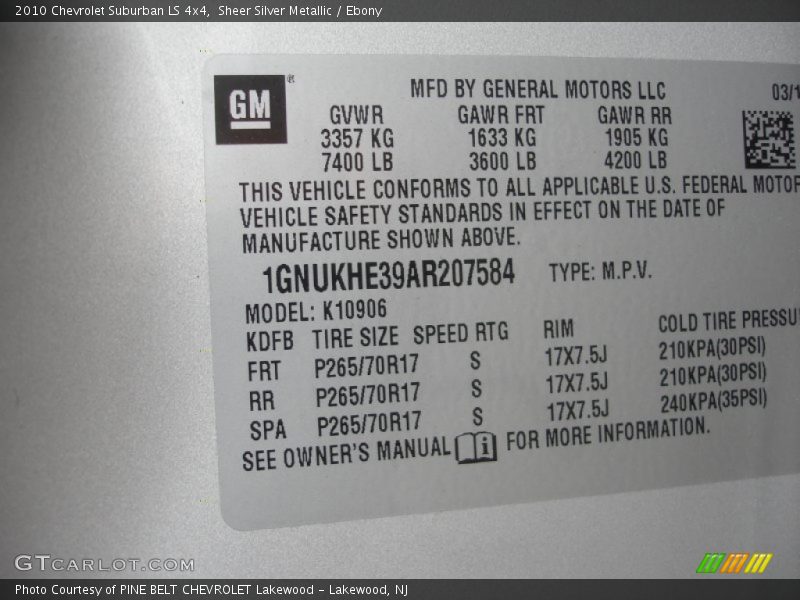 Sheer Silver Metallic / Ebony 2010 Chevrolet Suburban LS 4x4