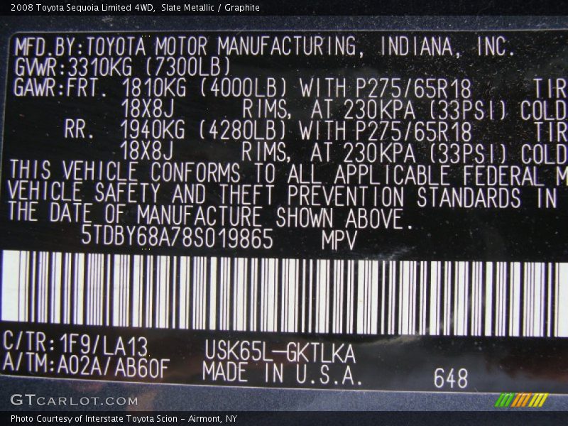 Slate Metallic / Graphite 2008 Toyota Sequoia Limited 4WD