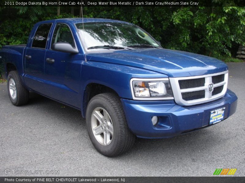 Deep Water Blue Metallic / Dark Slate Gray/Medium Slate Gray 2011 Dodge Dakota Big Horn Crew Cab 4x4