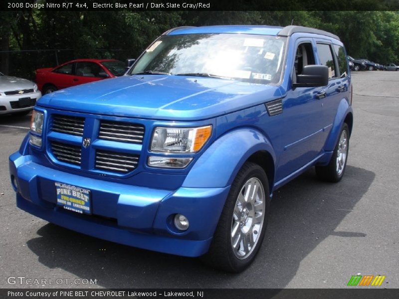Electric Blue Pearl / Dark Slate Gray/Red 2008 Dodge Nitro R/T 4x4
