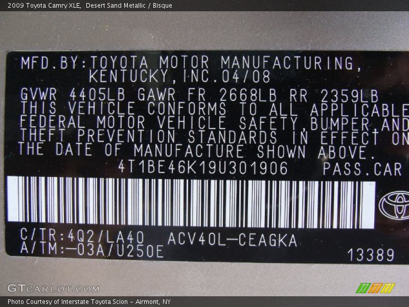 Desert Sand Metallic / Bisque 2009 Toyota Camry XLE