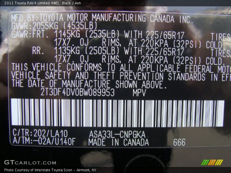 Black / Ash 2011 Toyota RAV4 Limited 4WD