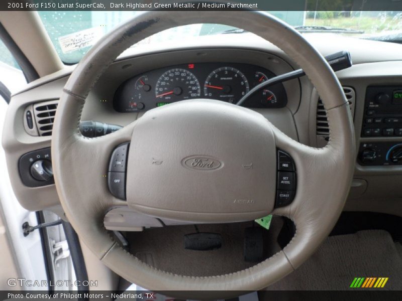 Dark Highland Green Metallic / Medium Parchment 2001 Ford F150 Lariat SuperCab