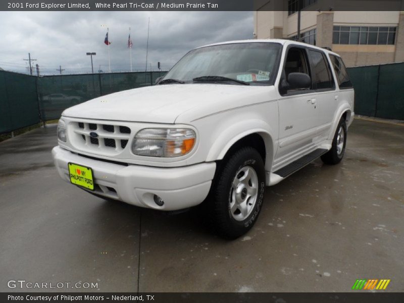 White Pearl Tri-Coat / Medium Prairie Tan 2001 Ford Explorer Limited