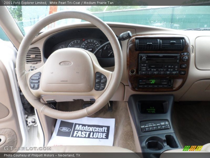 White Pearl Tri-Coat / Medium Prairie Tan 2001 Ford Explorer Limited