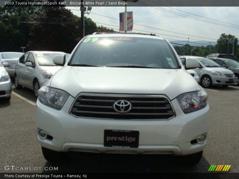Blizzard White Pearl / Sand Beige 2009 Toyota Highlander Sport 4WD