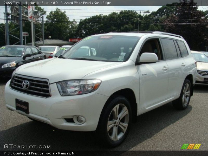 Blizzard White Pearl / Sand Beige 2009 Toyota Highlander Sport 4WD