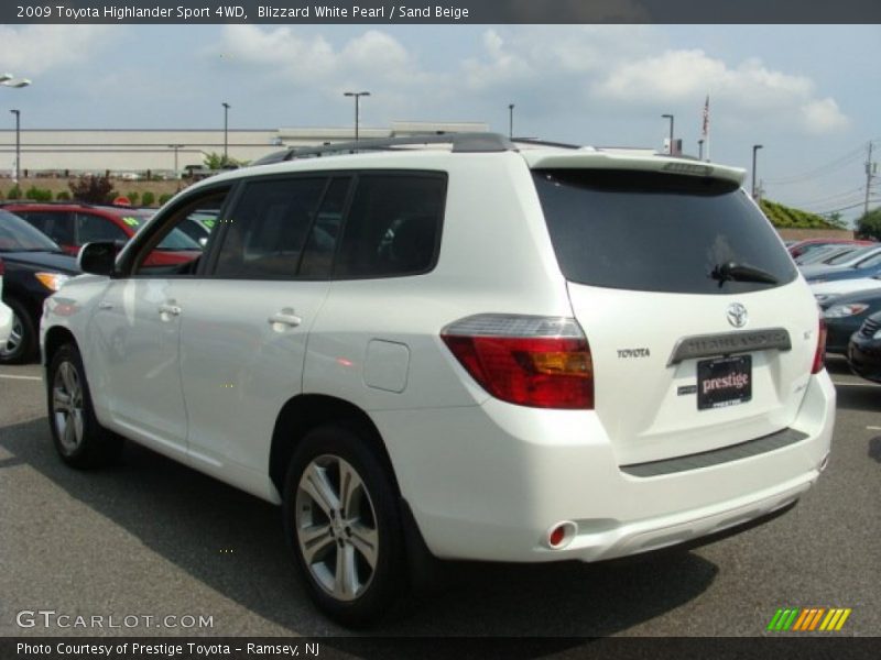 Blizzard White Pearl / Sand Beige 2009 Toyota Highlander Sport 4WD