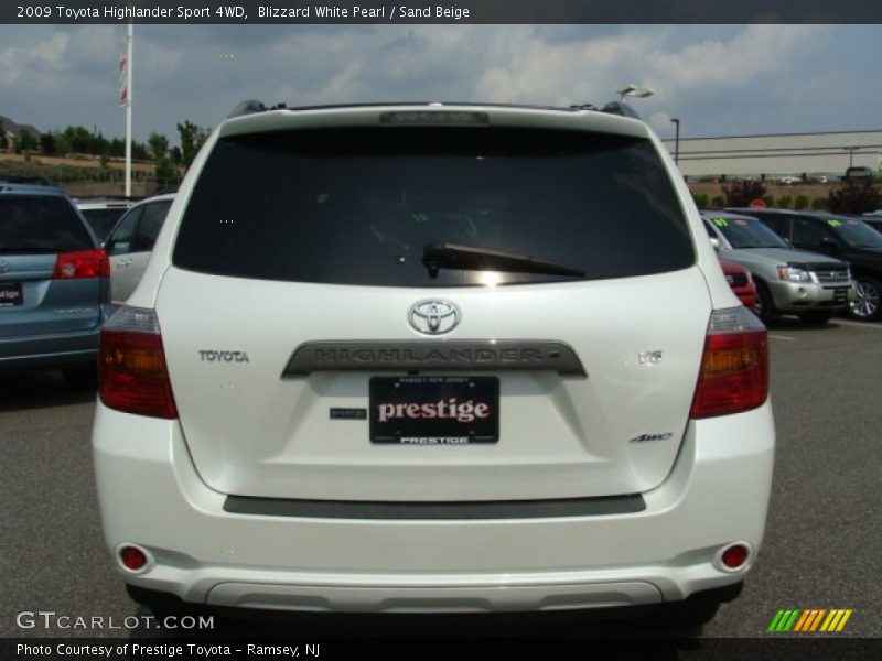 Blizzard White Pearl / Sand Beige 2009 Toyota Highlander Sport 4WD