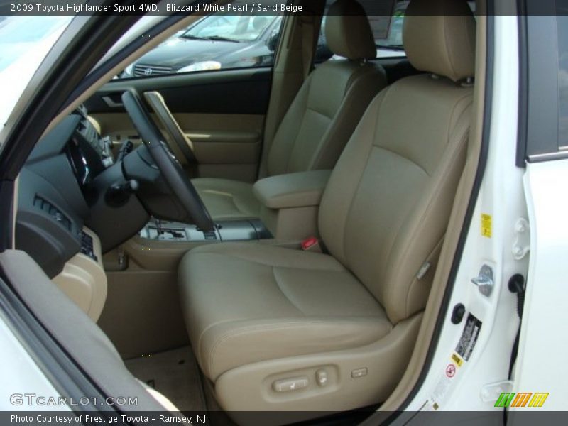 Blizzard White Pearl / Sand Beige 2009 Toyota Highlander Sport 4WD