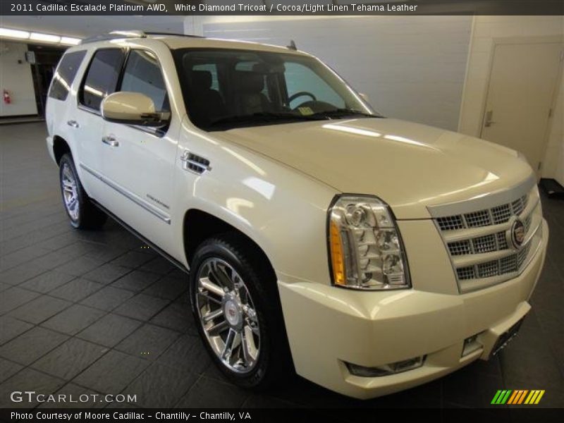 White Diamond Tricoat / Cocoa/Light Linen Tehama Leather 2011 Cadillac Escalade Platinum AWD