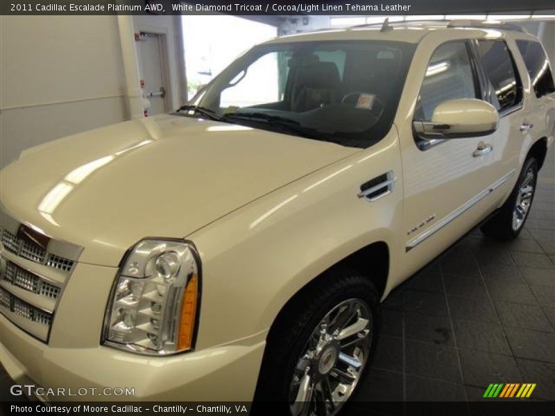 White Diamond Tricoat / Cocoa/Light Linen Tehama Leather 2011 Cadillac Escalade Platinum AWD