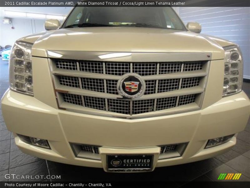 White Diamond Tricoat / Cocoa/Light Linen Tehama Leather 2011 Cadillac Escalade Platinum AWD