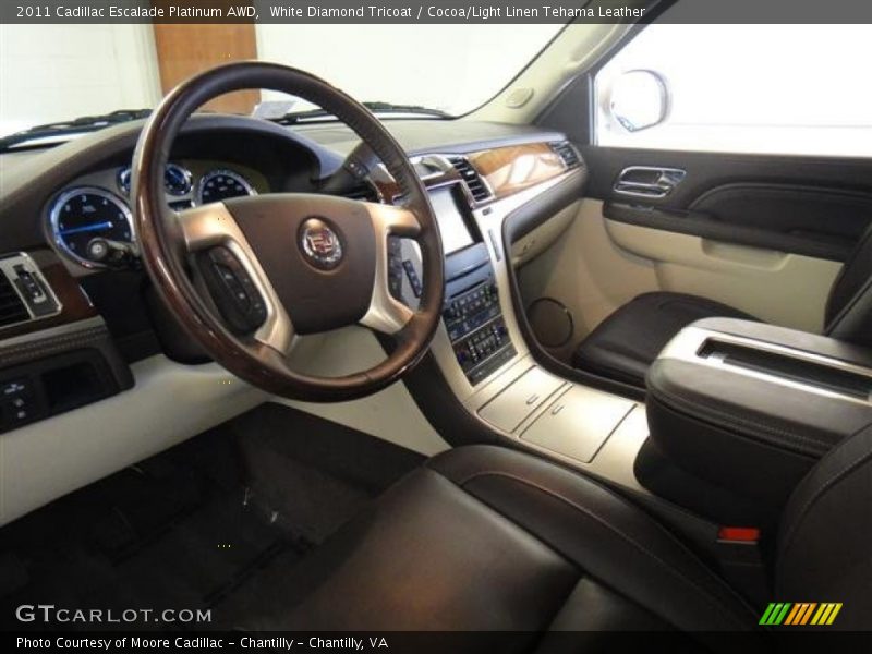 White Diamond Tricoat / Cocoa/Light Linen Tehama Leather 2011 Cadillac Escalade Platinum AWD