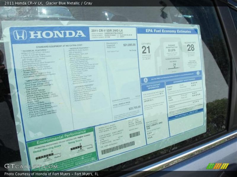 2011 CR-V LX Window Sticker