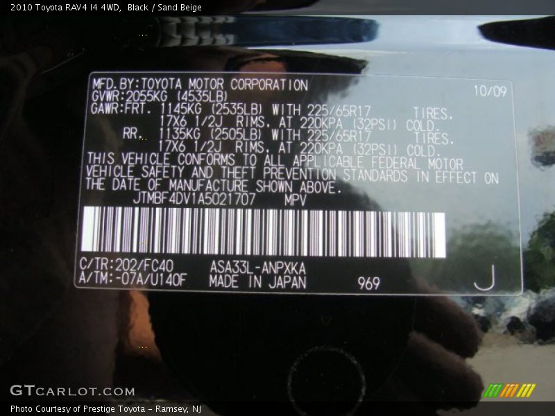 Black / Sand Beige 2010 Toyota RAV4 I4 4WD