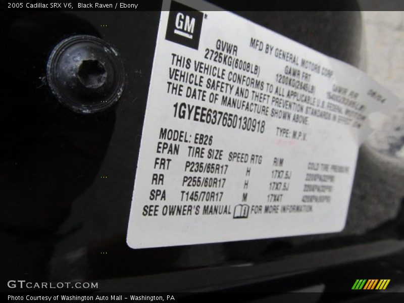 Black Raven / Ebony 2005 Cadillac SRX V6