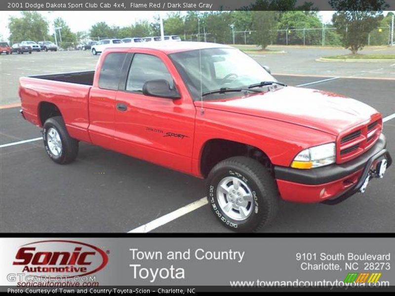 Flame Red / Dark Slate Gray 2001 Dodge Dakota Sport Club Cab 4x4