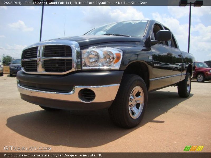 Brilliant Black Crystal Pearl / Medium Slate Gray 2008 Dodge Ram 1500 SXT Quad Cab 4x4