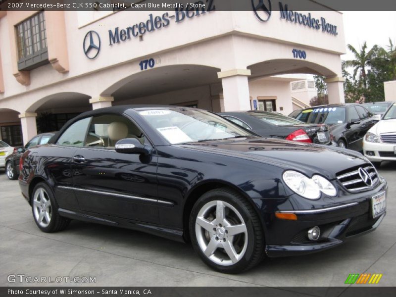 Capri Blue Metallic / Stone 2007 Mercedes-Benz CLK 550 Cabriolet