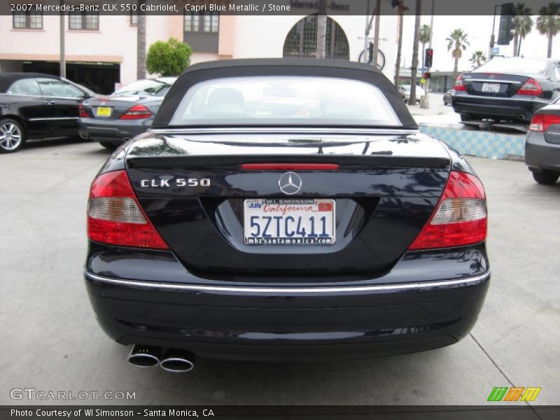 Capri Blue Metallic / Stone 2007 Mercedes-Benz CLK 550 Cabriolet
