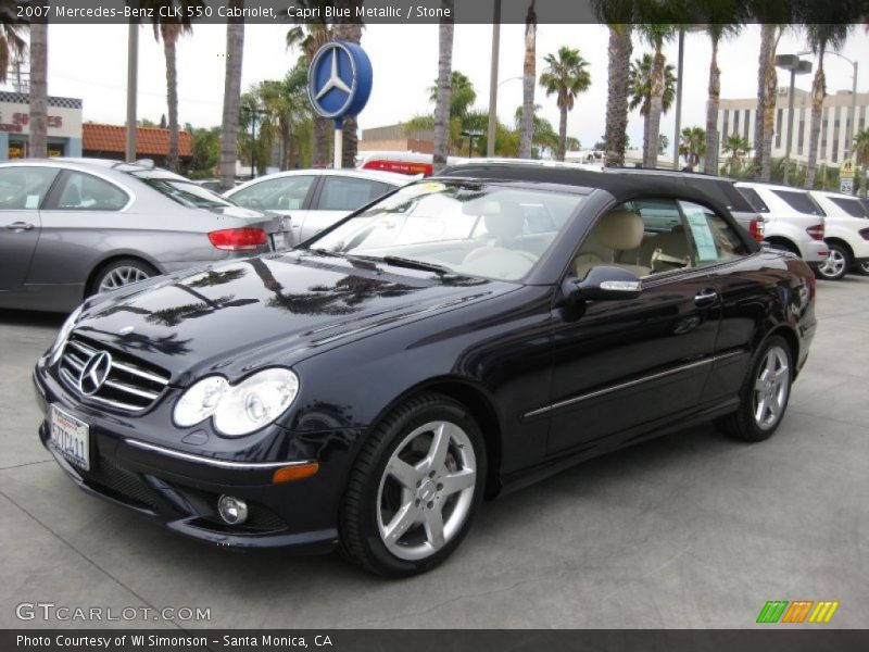 Capri Blue Metallic / Stone 2007 Mercedes-Benz CLK 550 Cabriolet