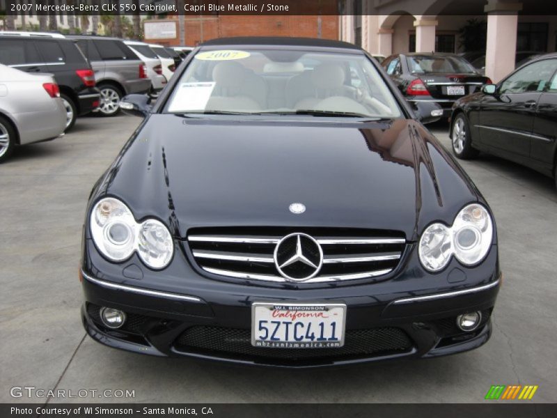 Capri Blue Metallic / Stone 2007 Mercedes-Benz CLK 550 Cabriolet