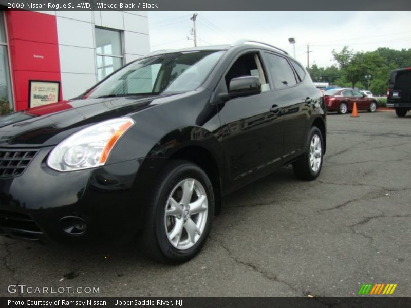 Wicked Black / Black 2009 Nissan Rogue SL AWD