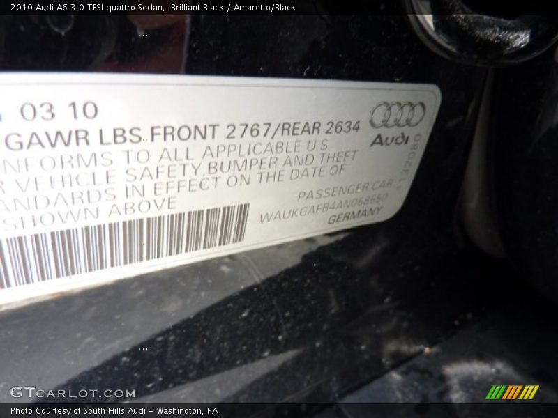 Brilliant Black / Amaretto/Black 2010 Audi A6 3.0 TFSI quattro Sedan
