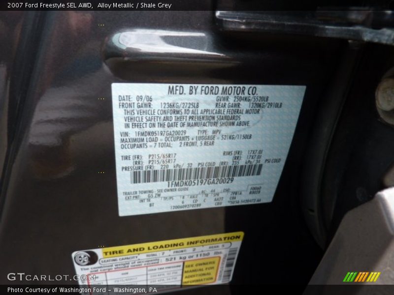 Alloy Metallic / Shale Grey 2007 Ford Freestyle SEL AWD