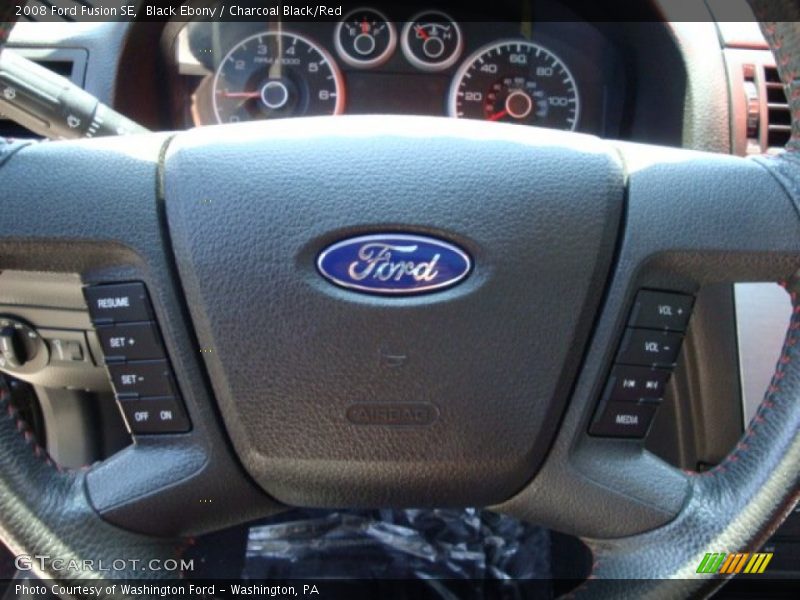 Black Ebony / Charcoal Black/Red 2008 Ford Fusion SE