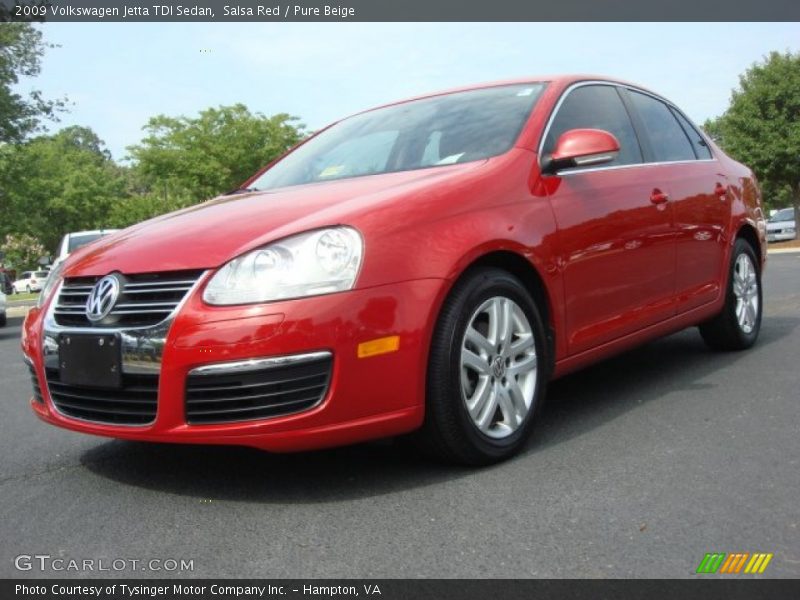 Salsa Red / Pure Beige 2009 Volkswagen Jetta TDI Sedan