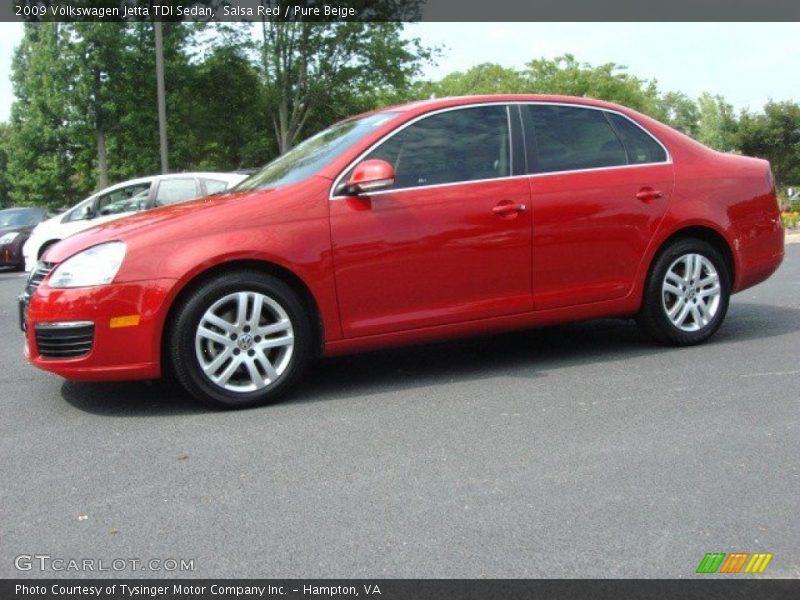 Salsa Red / Pure Beige 2009 Volkswagen Jetta TDI Sedan