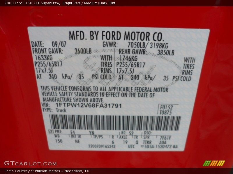 Bright Red / Medium/Dark Flint 2008 Ford F150 XLT SuperCrew